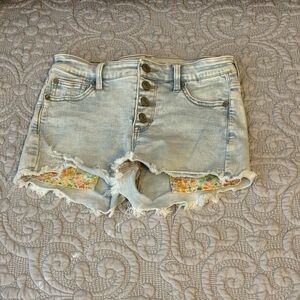 American Eagle Outfitters Light Blue Distressed Jean Shorts